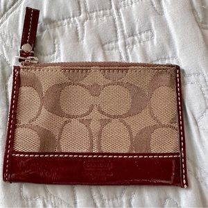 COACH red patent skinny mini ID holder
